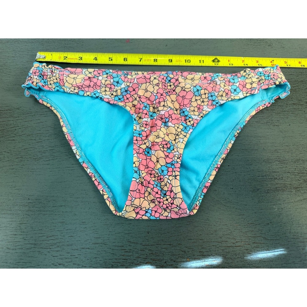 VM  Floral Bikini Bottoms Pink Blue Yellow Swim Hipster Large L